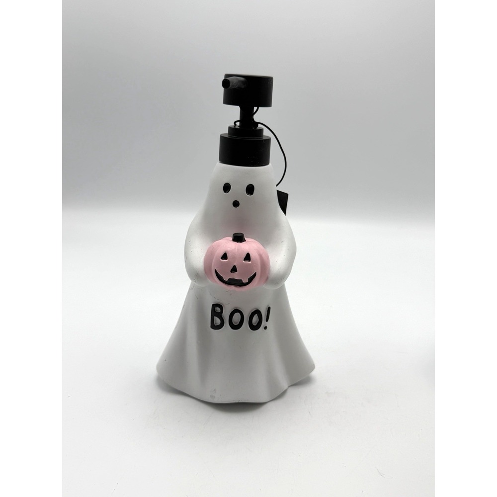 Halloween Lotion Pump/Soap Dispenser Boo Ghost Holdingpink Pumpkin - Read